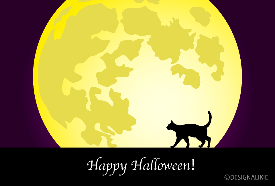 Moon and Cat Happy Halloween Card