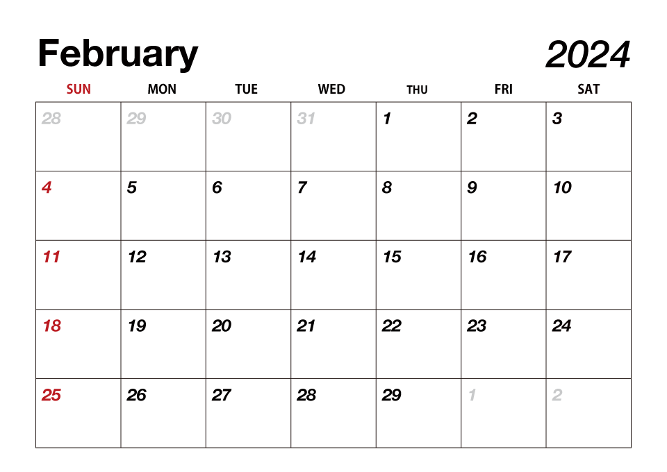 Calendario febrero 2024