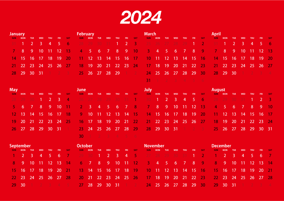 Red 2022 Calendar