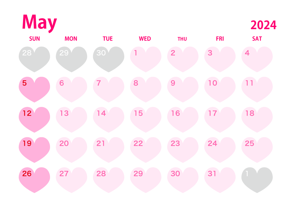 Heart May 2024 Calendar