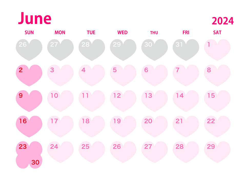 Heart June 2022 Calendar