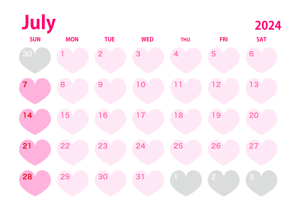 Heart July 2022 Calendar