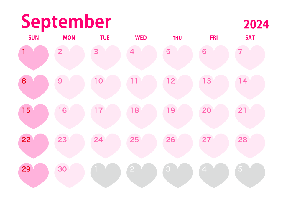 Heart September 2024 Calendar