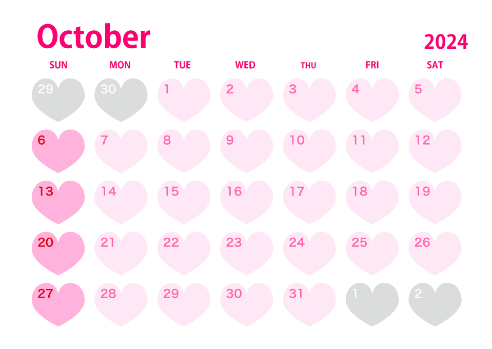 Heart October 2022 Calendar