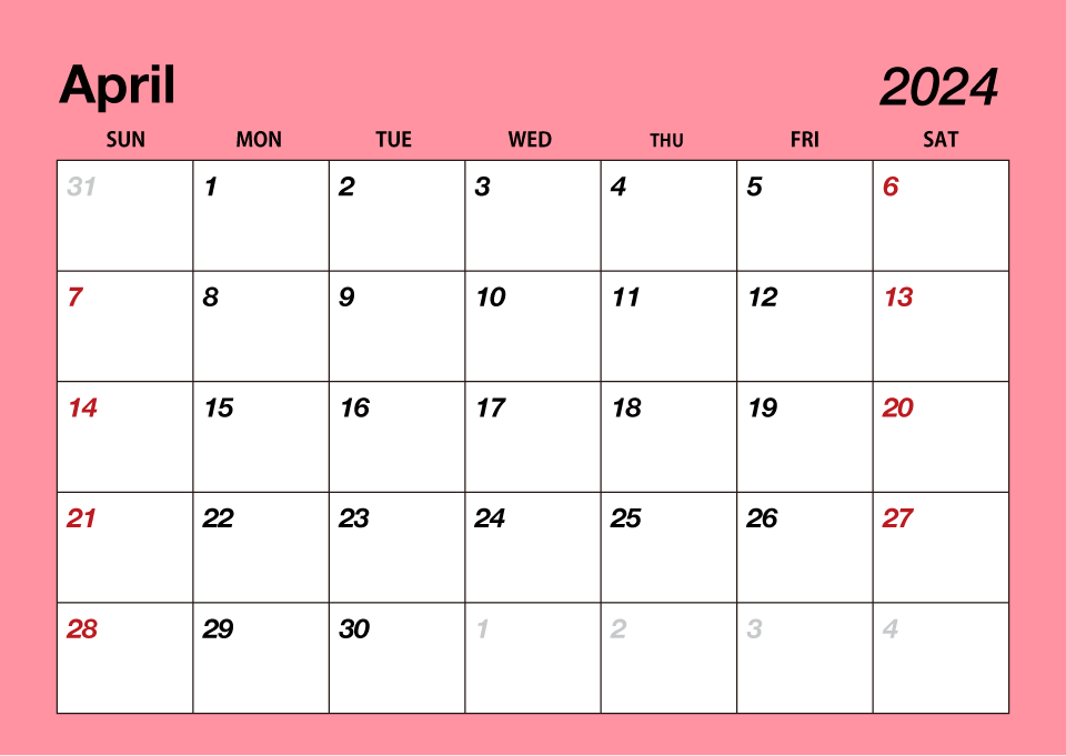 Color April 2024 Calendar