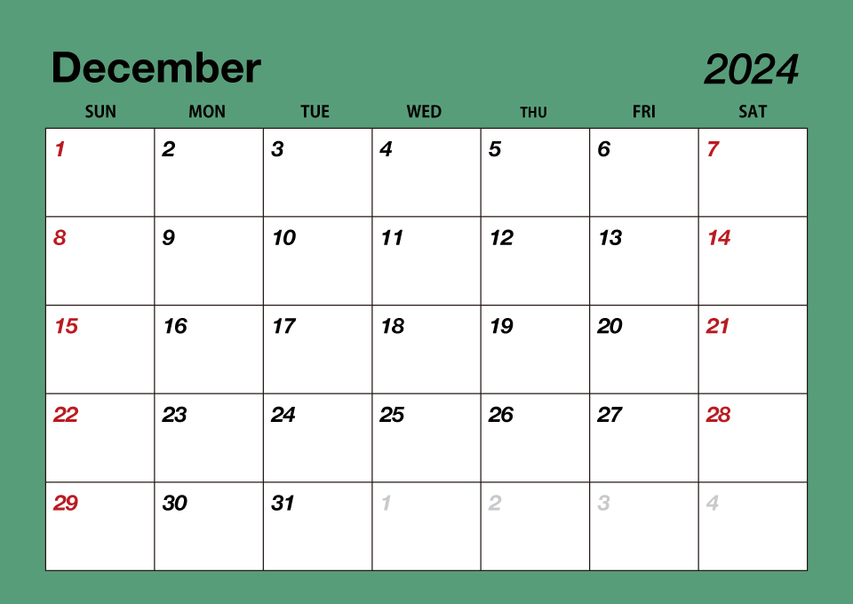 Color December 2022 Calendar