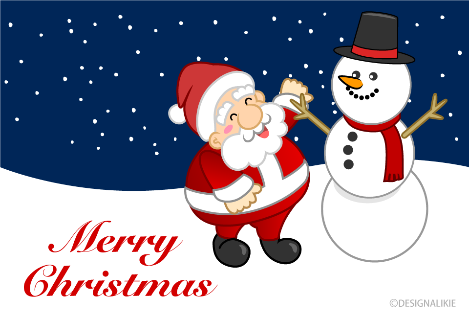 Muñeco de nieve y tarjeta de Navidad de Santa Gratis Dibujos Animados  Imágene｜Illustoon ES