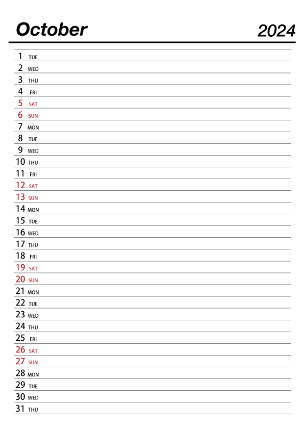 October 2022 Schedule Calendar