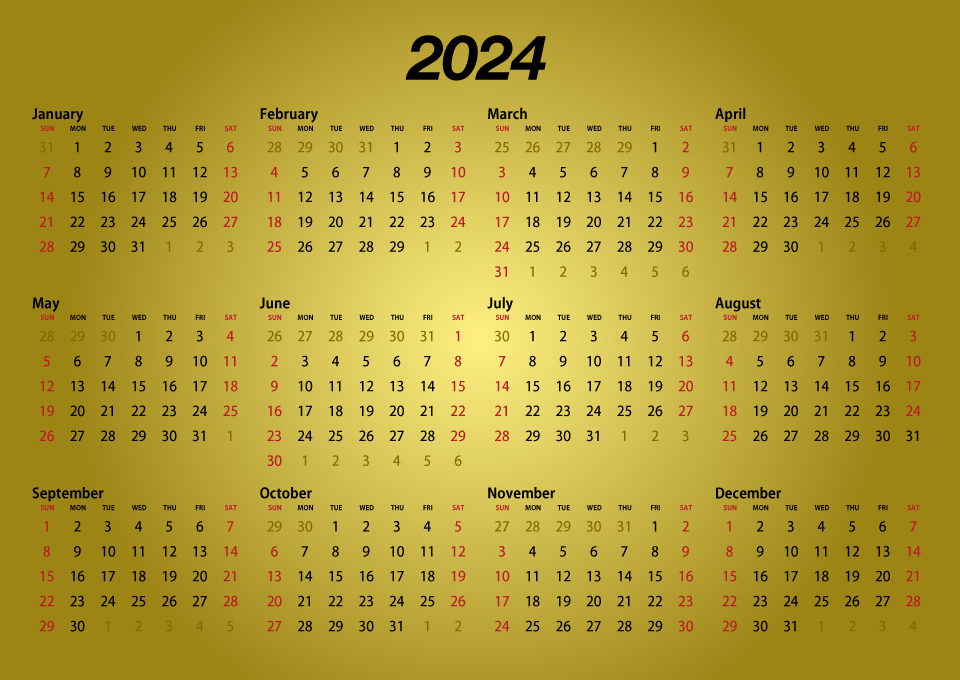 Gold 2022 Calendar