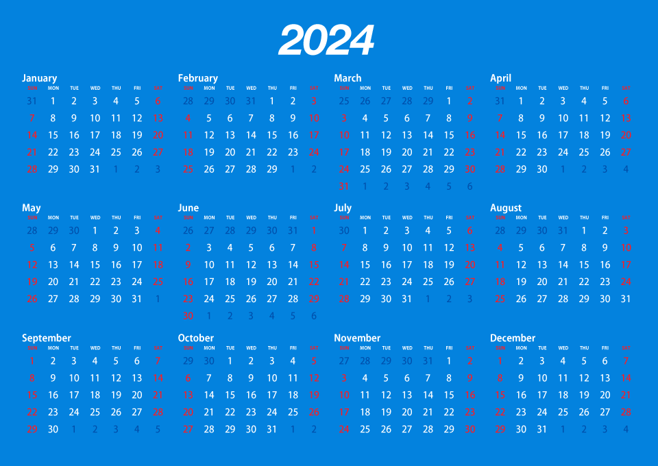 Blue 2024 Calendar