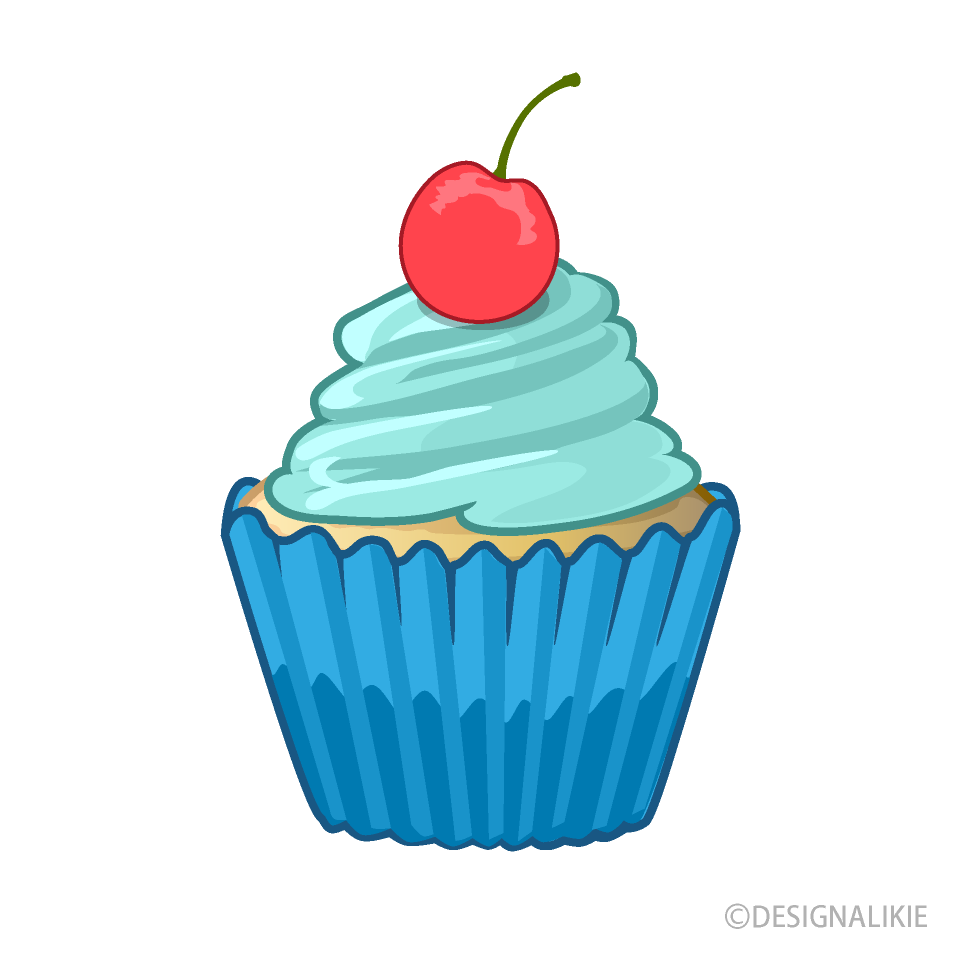 Cute Cherry Blue Cupcake
