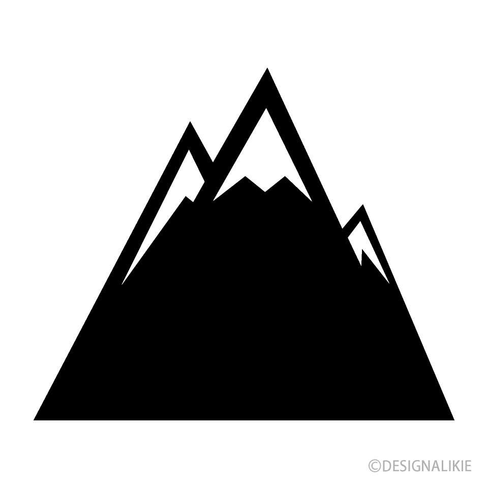 Snow Mountain Black and White Clip Art Free PNG Image｜Illustoon