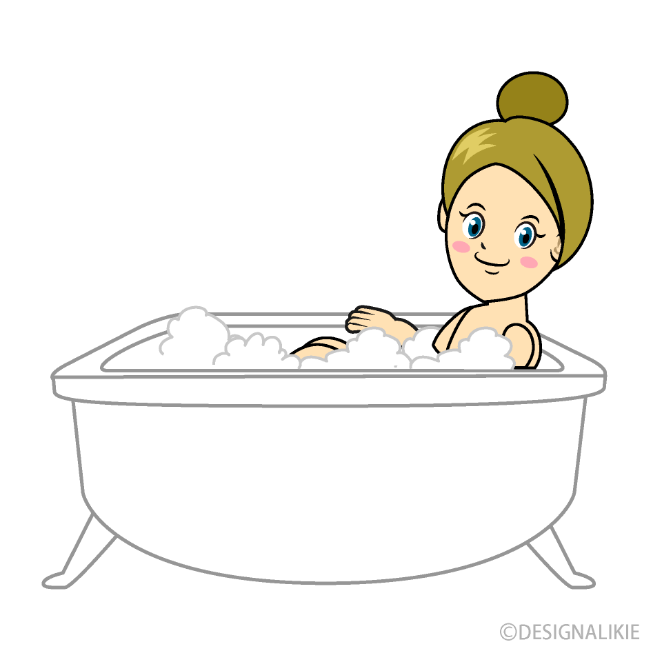 Woman Bubble Bath Clipart.