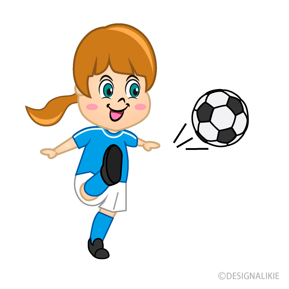 Girl Soccer Player with Blue Jersey to Shoot