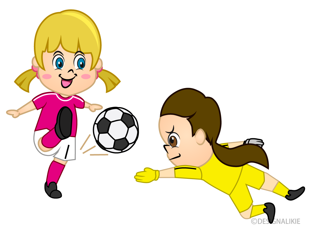 Jugador de fútbol chica con rosa para disparar Gratis Dibujos Animados  Imágene｜Illustoon ES