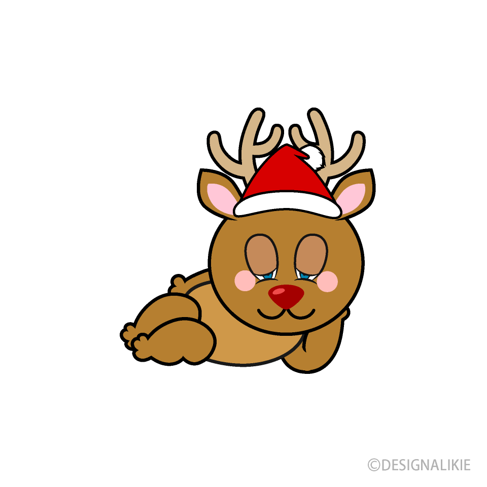 Sleeping Reindeer Cartoon Free PNG Image｜Illustoon