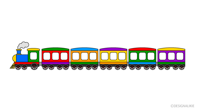 Colorful Train 6-Car Cartoon Free PNG Image｜Illustoon