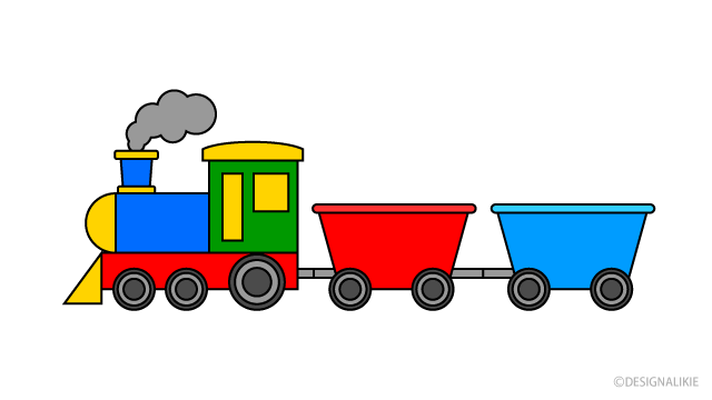 Cute Train 3-Car Cartoon Free PNG Image｜Illustoon