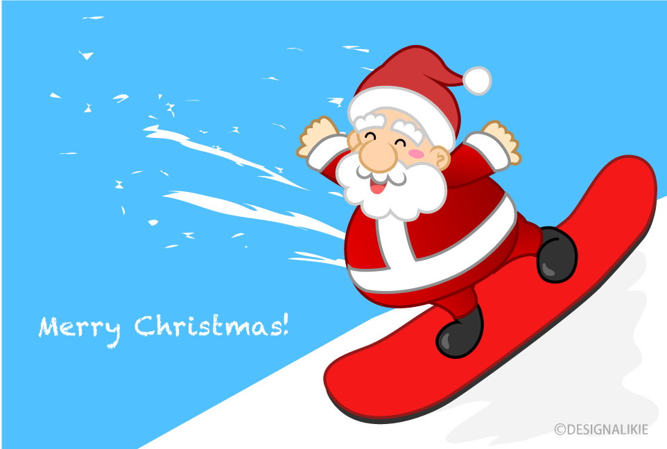Santa Claus to enjoy snowboarding Christmas Card