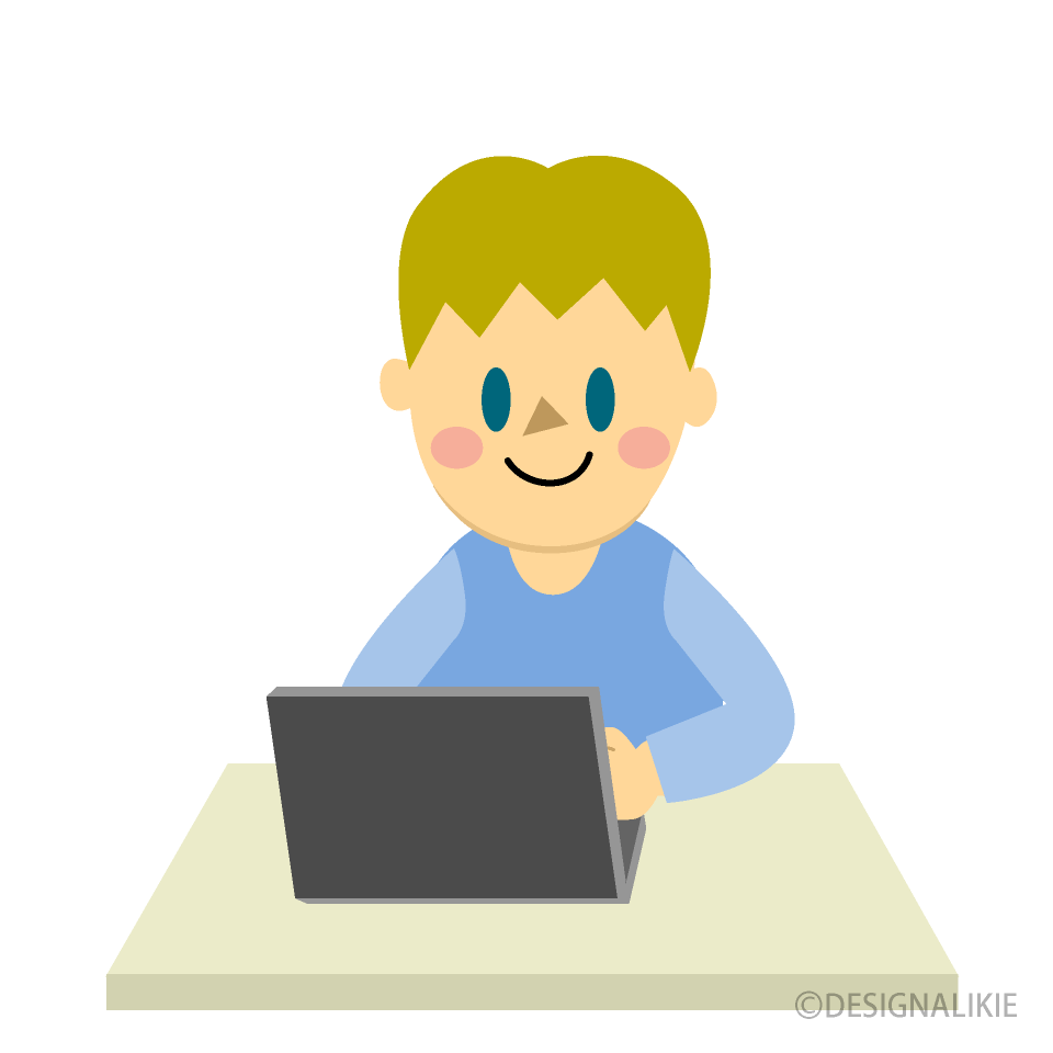 Boy Studying with Laptop
