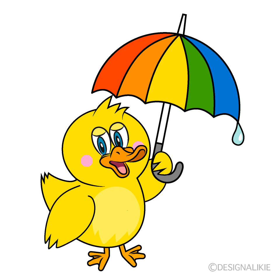 Duck with Umbrella Cartoon Free PNG Image｜Illustoon