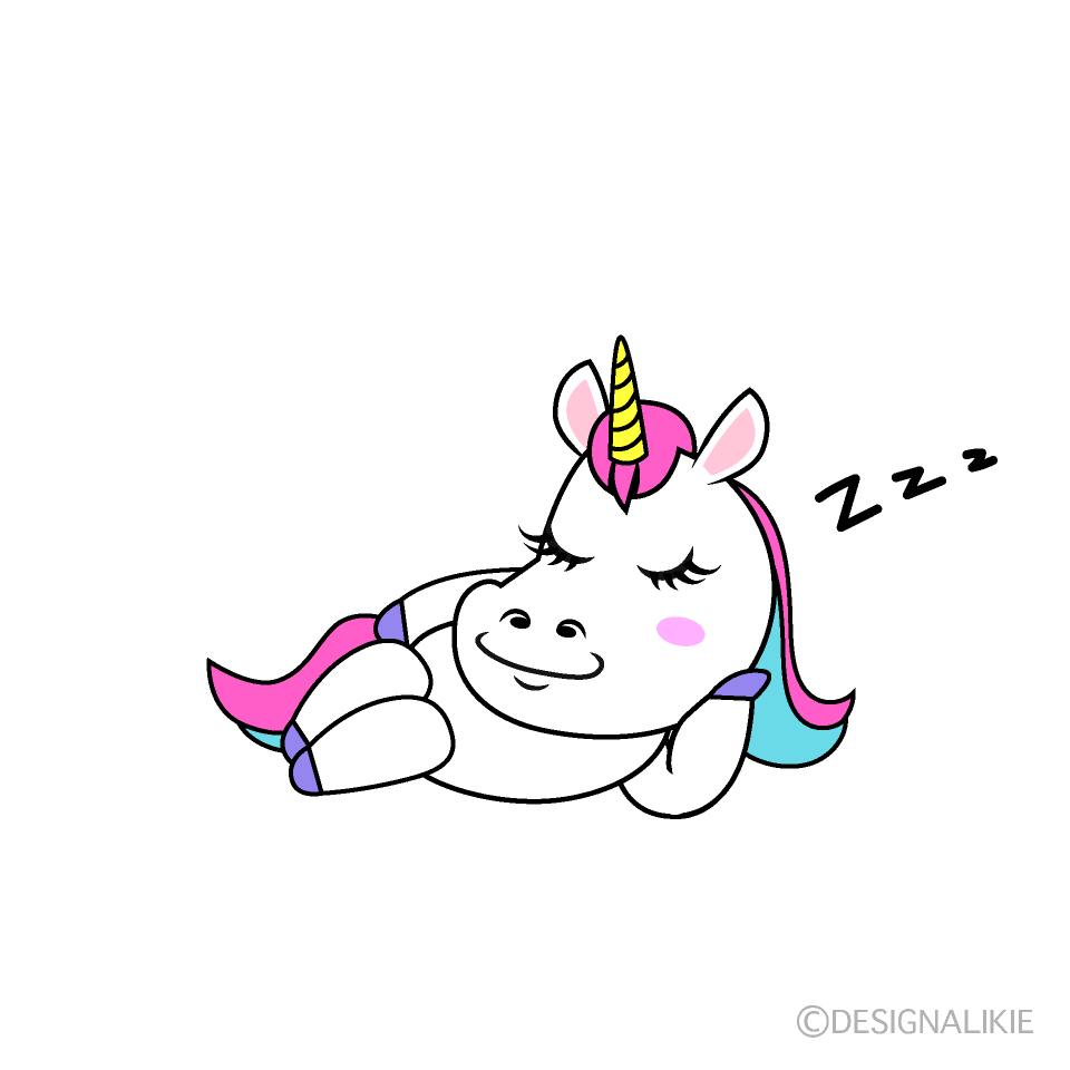 Sleeping Unicorn Cartoon Free PNG Image｜Illustoon