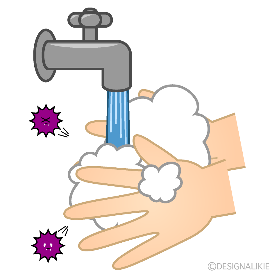 Washing Hands and Virus Escapes Clip Art Free PNG Image｜Illustoon
