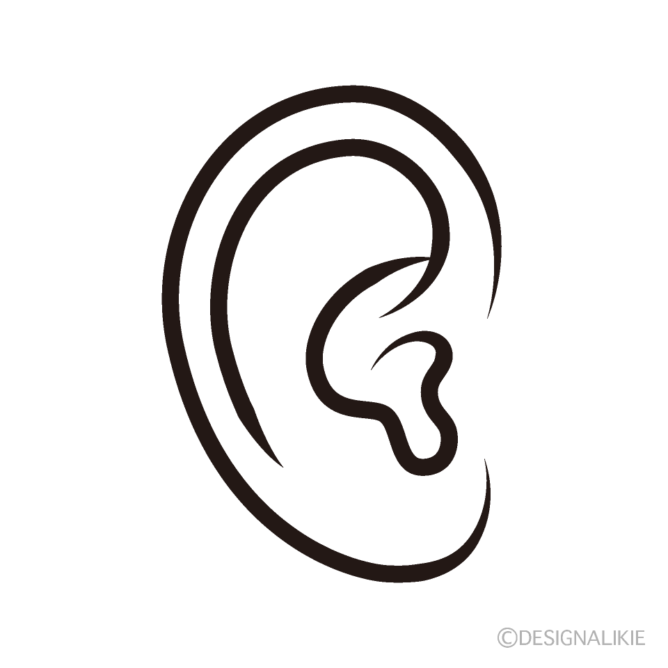 ears black and white clipart