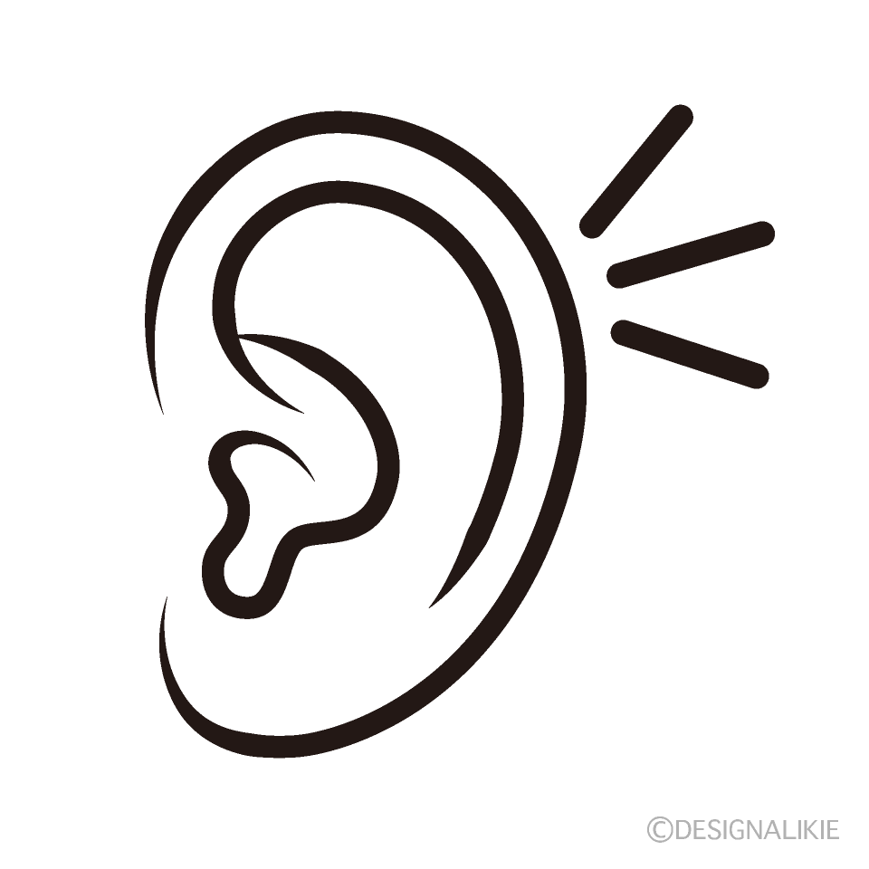 Reacting Ear Black and White Clip Art Free PNG Image｜Illustoon