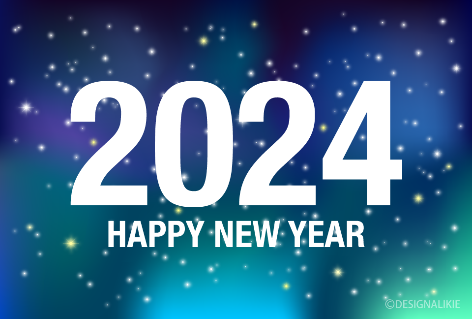 Happy New Year 2024 on Night Sky