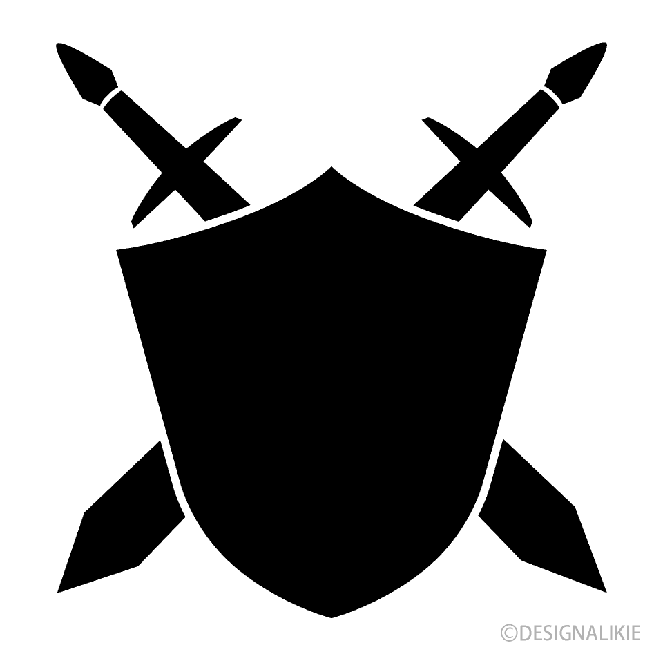 Shield and Cross Sword Silhouette