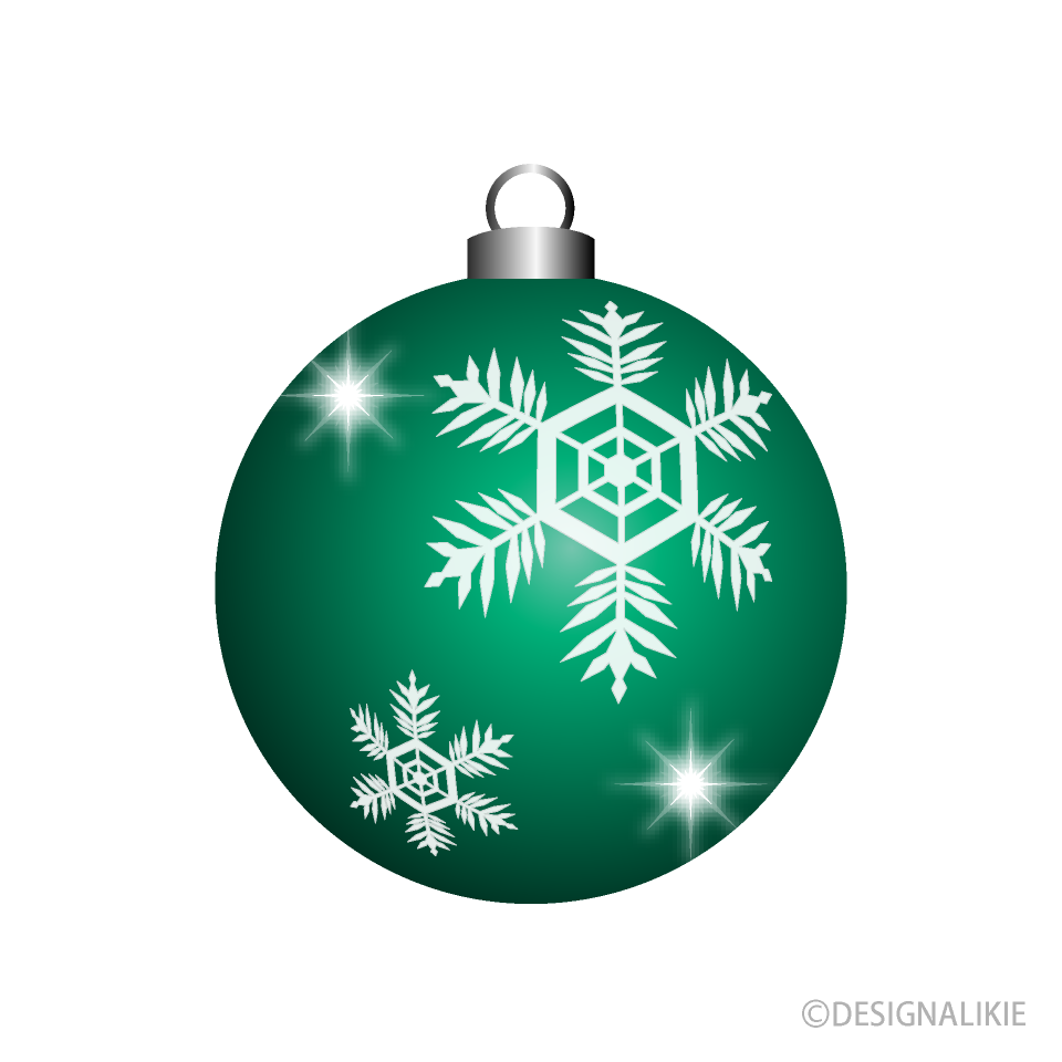 Green Christmas Ornament with Snow Clip Art Free PNG Image｜Illustoon