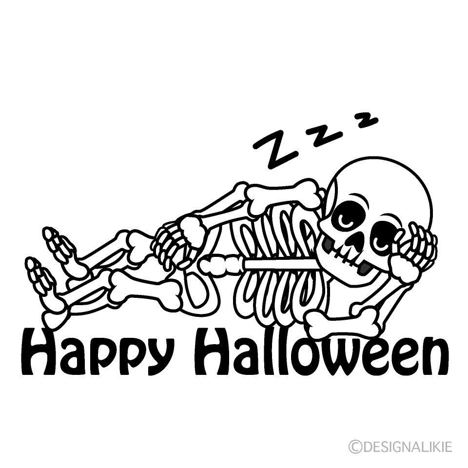 Sleeping Skeleton with Happy Halloween
