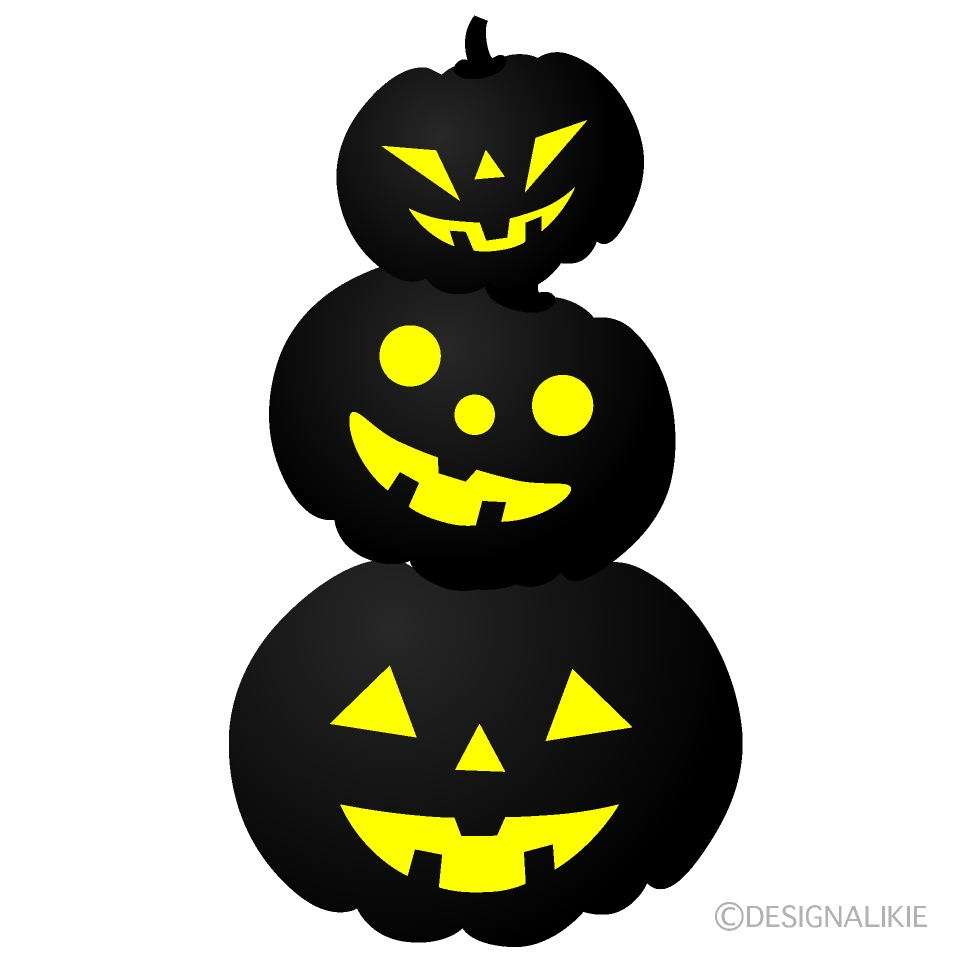 3 Black Halloween Pumpkins