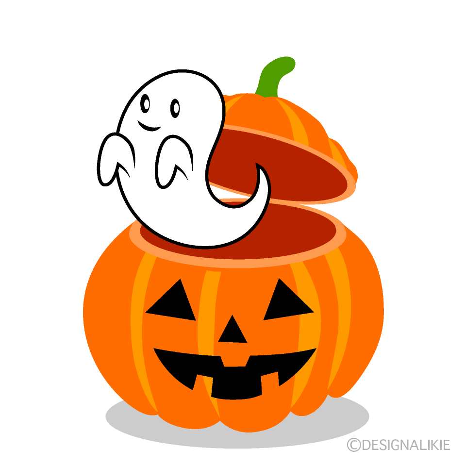 Cute Ghost in Halloween Pumpkin