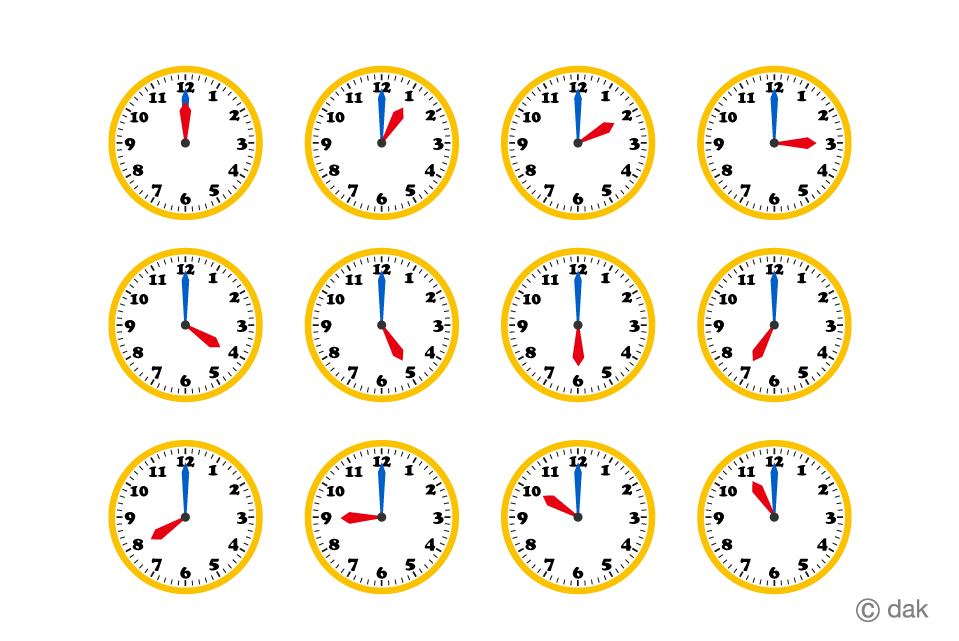 12 Hour Watch Chart