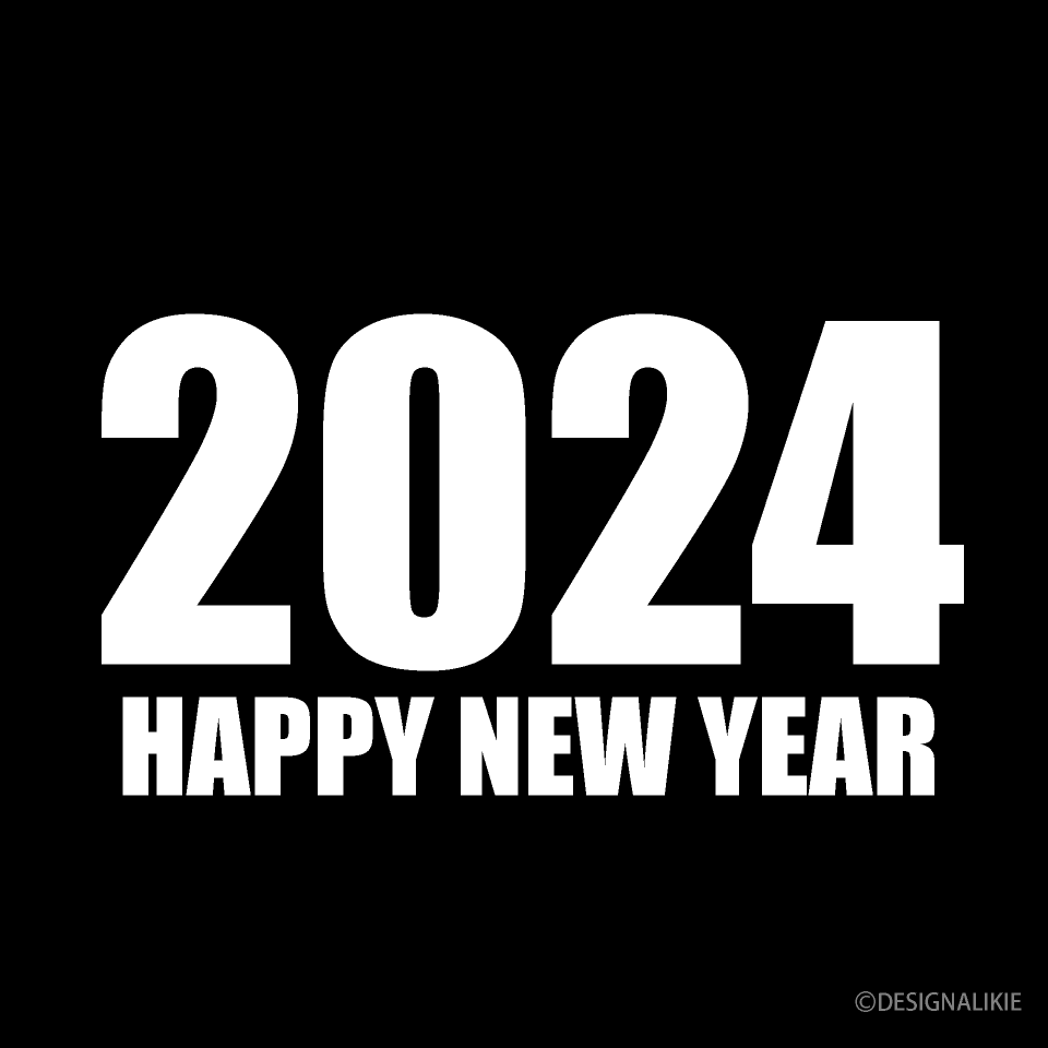 Black and White Happy New Year 2024