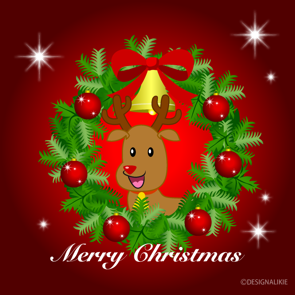 Reindeer Wreath Merry Christmas Greeting