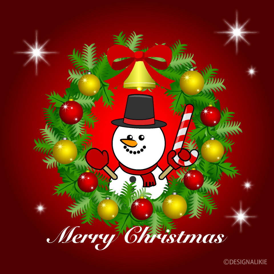 Snowman Wreath Merry Christmas Greeting