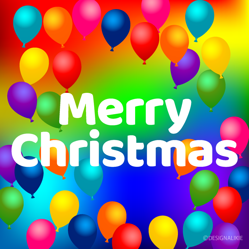 Colorful Balloons Merry Christmas Greeting
