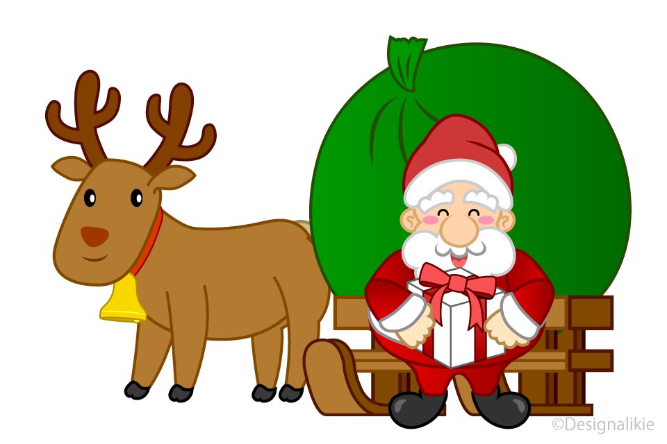 Santa with Present and Reindeer