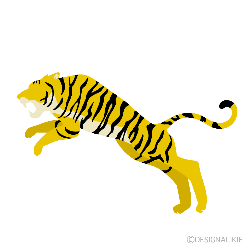 Jumping Tiger Yellow Silhouette