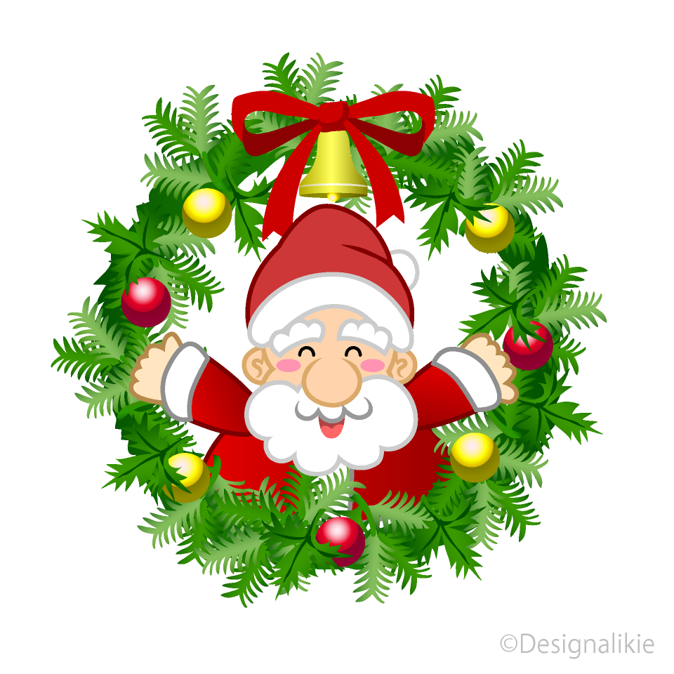 Corona de Navidad y Santa Gratis Dibujos Animados Imágene｜Illustoon ES