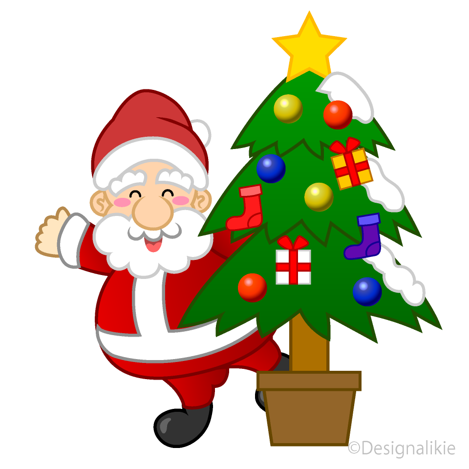 Papá Noel y árbol de Navidad Gratis Dibujos Animados Imágene｜Illustoon ES