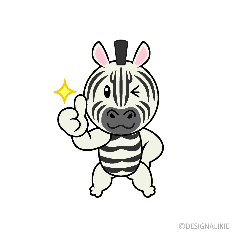 Thumbs up Zebra Cartoon Free PNG Image｜Illustoon