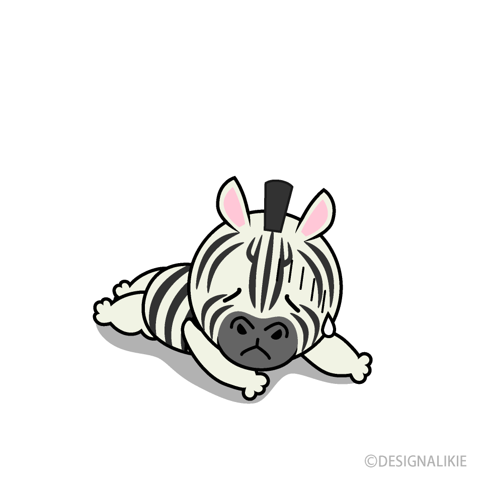 Tired Zebra Cartoon Free PNG Image｜Illustoon