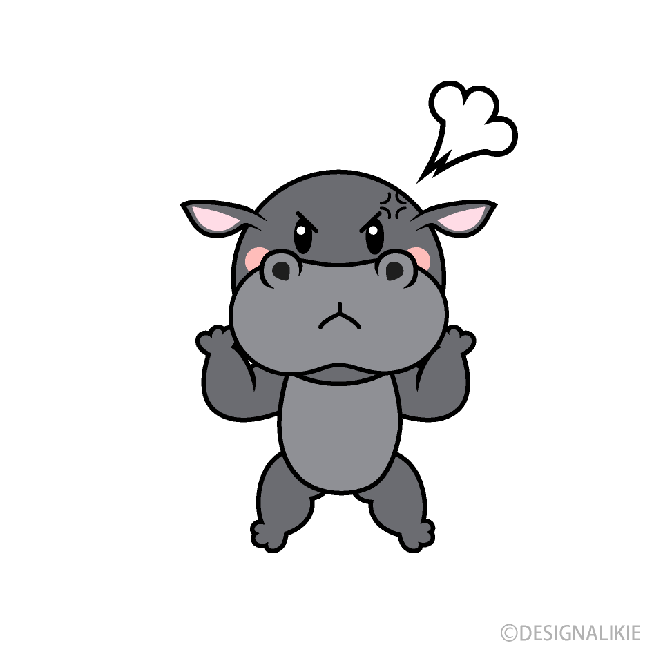 Angry Hippo Cartoon Free PNG Image｜Illustoon
