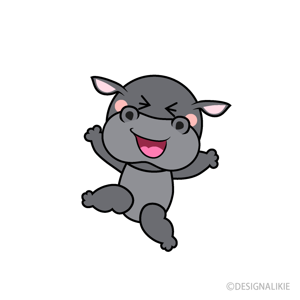Happy Hippo Cartoon Free PNG Image｜Illustoon