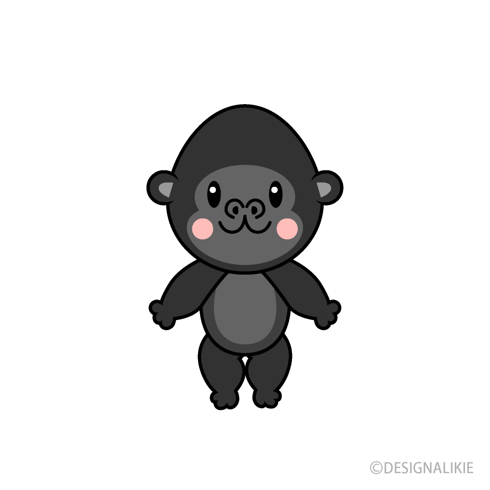 Cute Gorilla Cartoon Free PNG Image｜Illustoon