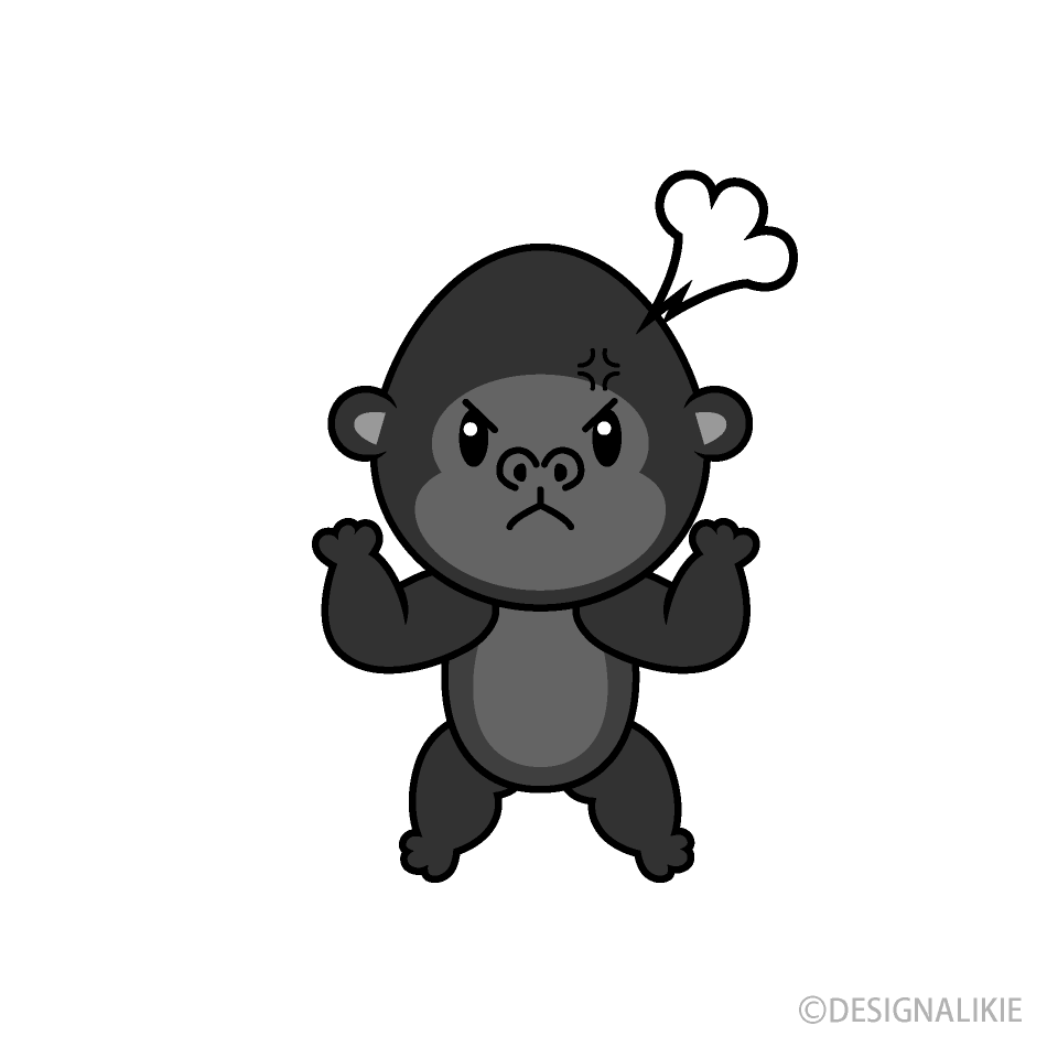 Angry Gorilla Cartoon Free PNG Image｜Illustoon